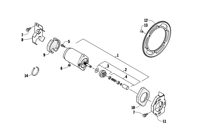 Взрыв-схема узла «Электростартер (STARTER MOTOR ASSEMBLY)»