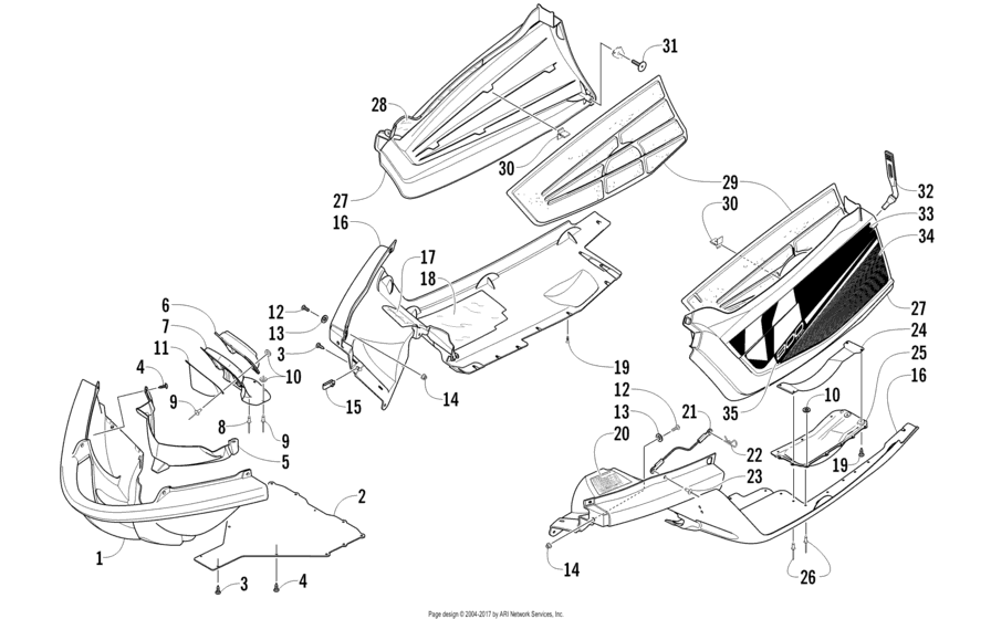 Схема узла «Нижний подкрылок (93346)» для Arctic Cat M8 162 Sno Pro