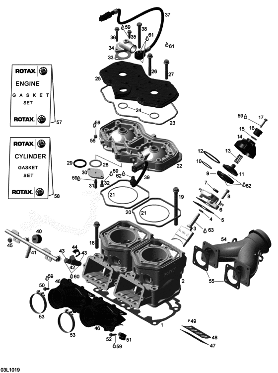 Схема узла «01- Cylinder And Cylinder Head» для BRP Expedition WT 600 H.O.