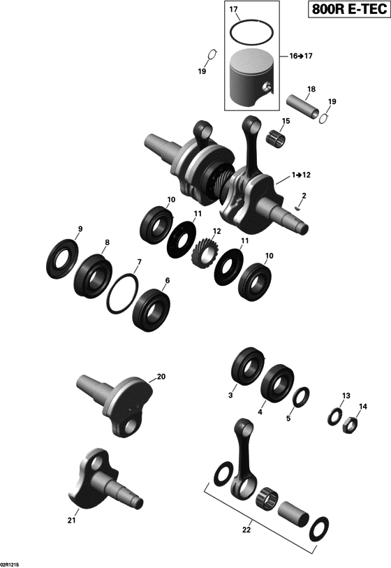 Взрыв-схема узла «01- Crankshaft And Pistons»