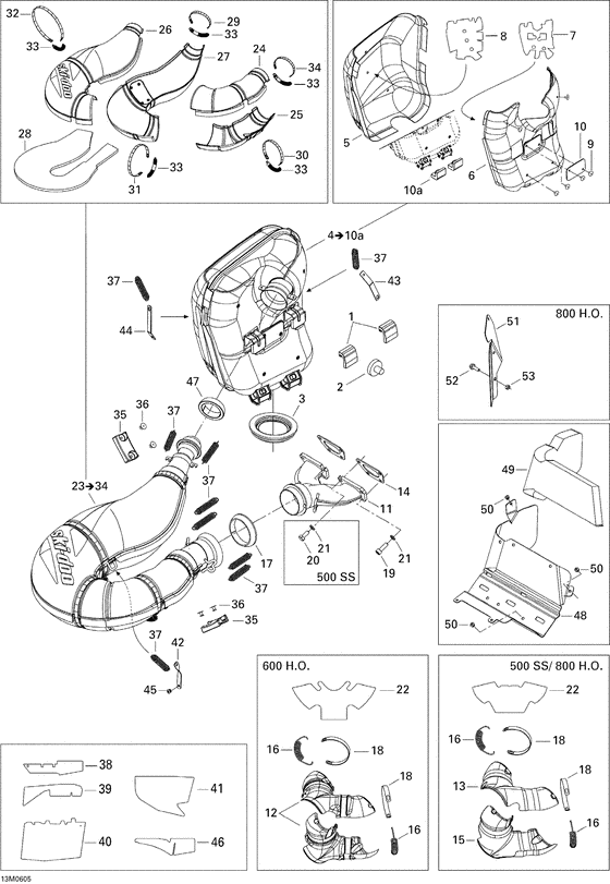 Взрыв-схема узла «01- exhaust system 800ho»