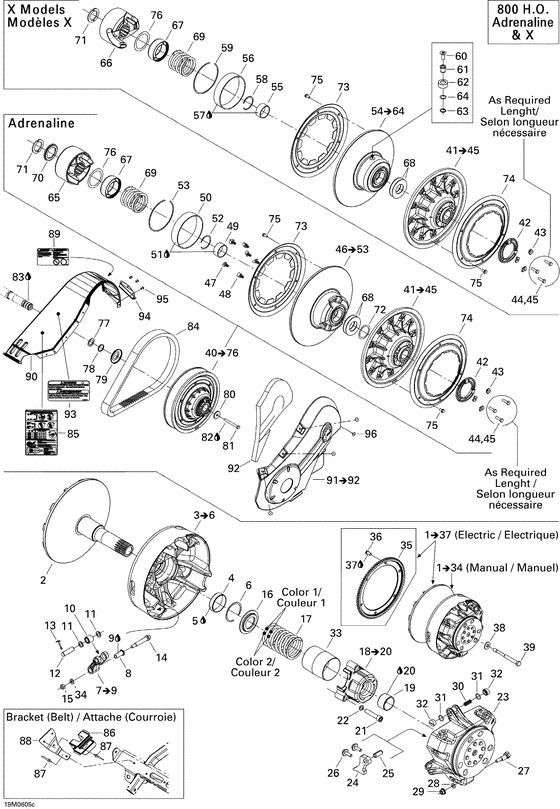 Схема узла «05- pulley system 800 h.o.» для BRP MX Z 800 H.O.