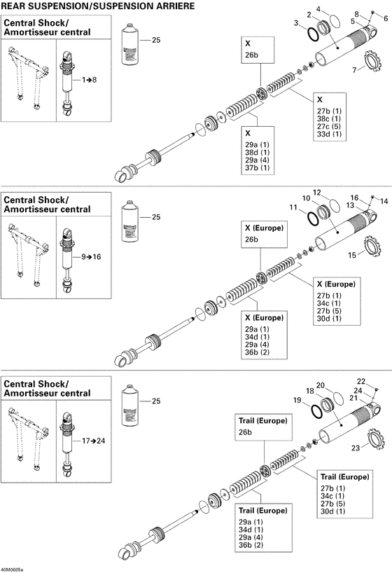 Взрыв-схема узла «08- take apart shock, rear 1 (800)»