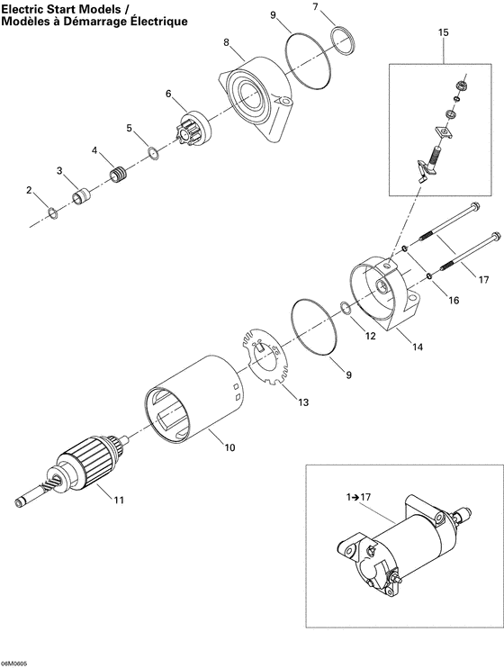 Взрыв-схема узла «Starting motor set»