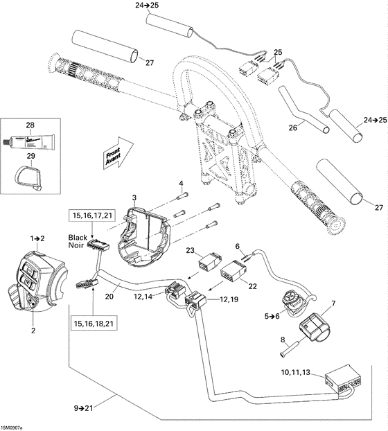 Взрыв-схема узла «10- steering wiring harness 800r renegade»
