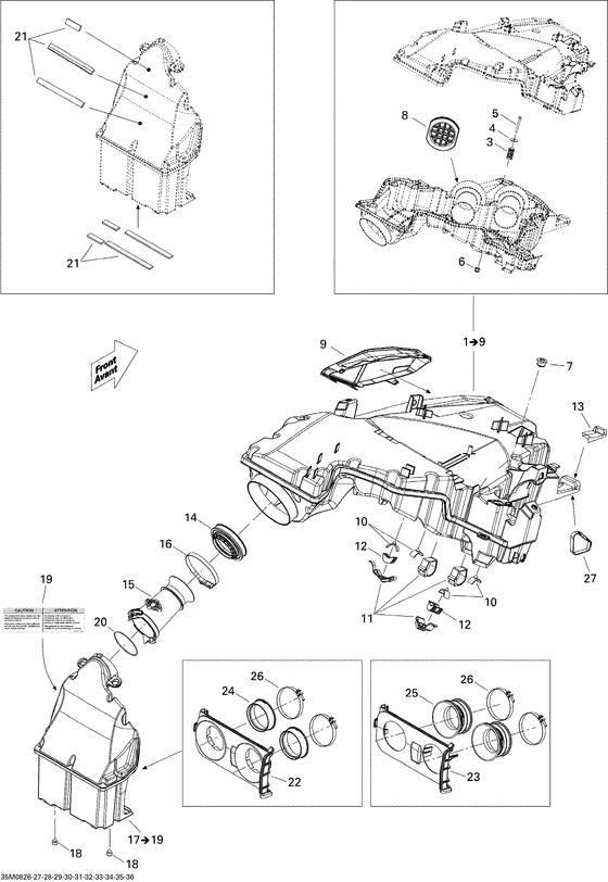 Схема узла «02- air intake system 800r» для BRP Renegade X 800R
