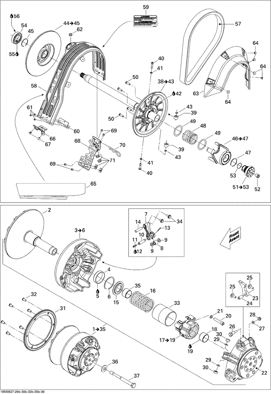 Схема узла «05- pulley system 800r» для BRP Renegade X 800R