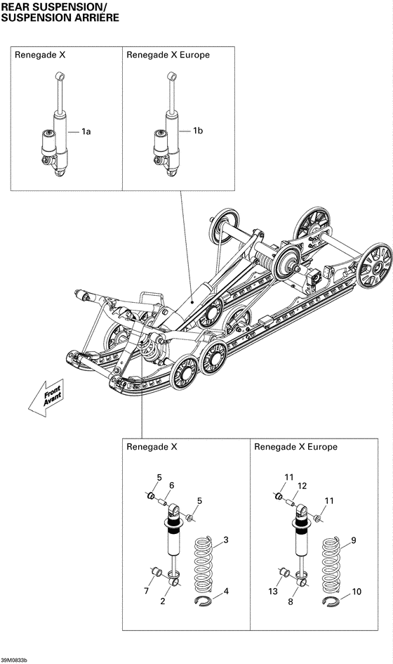 Схема узла «08- rear suspension shocks renegade x» для BRP Renegade X 800R