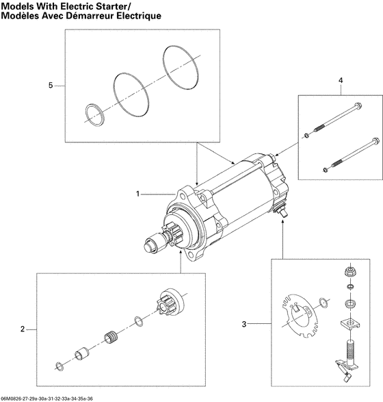 Схема узла «Starting motor set» для BRP Renegade X 800R