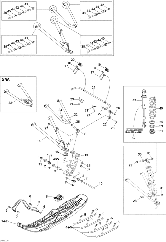 Схема узла «07- front suspension and ski x» для BRP Summit X 163