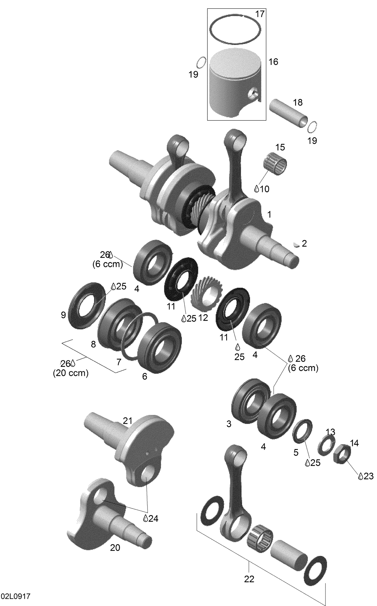 Взрыв-схема узла «01- Crankshaft And Pistons»