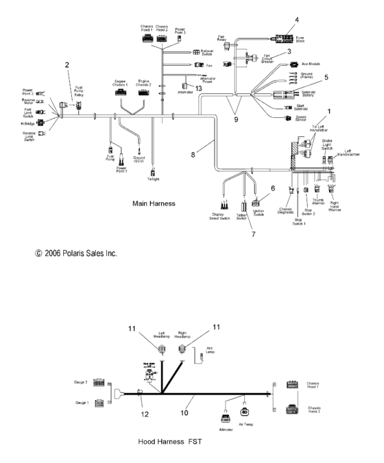 Взрыв-схема узла «Wire harness, main/hood (S07PP7FS/PP7FSA/PP7FE/PD7FS/PD7FE)»