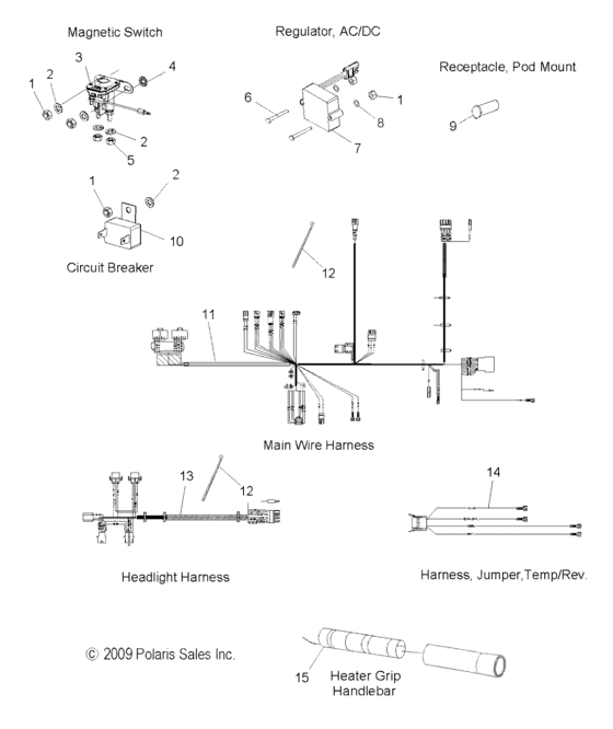 Схема узла «Электропроводка (S10SU4BSL/BEL)» для Polaris WideTrak LX