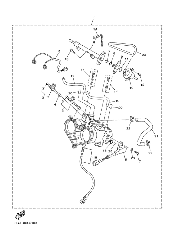 Схема узла «Впускная система 2» для Yamaha Venture Multi Purpose